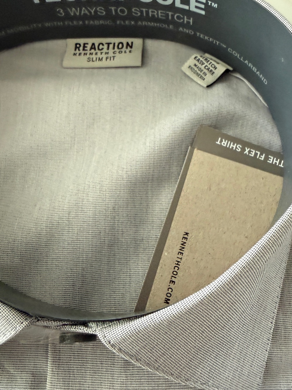 Kenneth Cole Reaction Techni-Cole Slim Fit Men's Gray Dress Shirt NWT - Picture 5 of 11